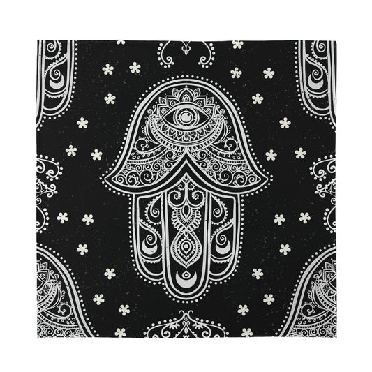 Black And White Hamsa Print Silk Bandana