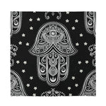 Black And White Hamsa Print Silk Bandana