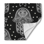 Black And White Hamsa Print Silk Bandana