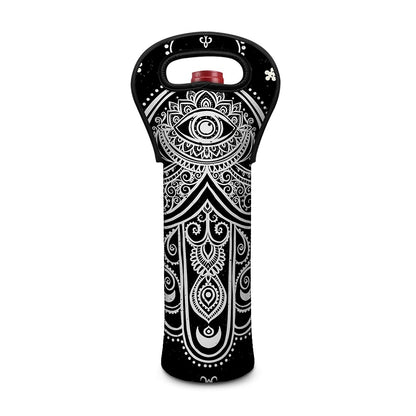 Black And White Hamsa Print Single Neoprene Wine Tote