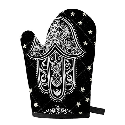 Black And White Hamsa Print Single Oven Mitt