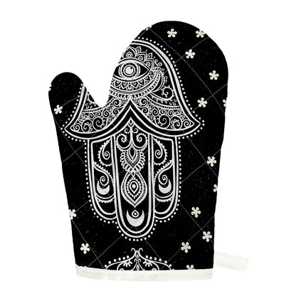 Black And White Hamsa Print Single Oven Mitt