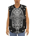 Black And White Hamsa Print Sleeveless Baseball Jersey
