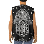 Black And White Hamsa Print Sleeveless Baseball Jersey