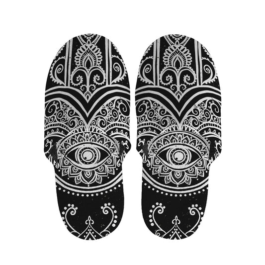 Black And White Hamsa Print Slippers