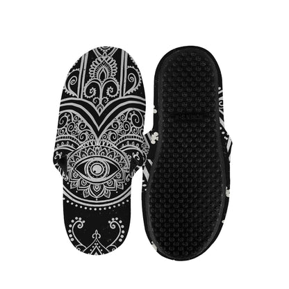 Black And White Hamsa Print Slippers
