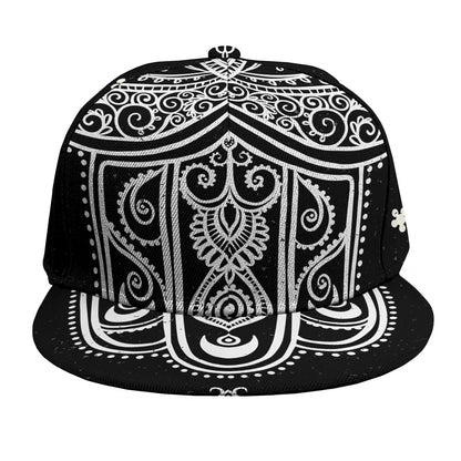 Black And White Hamsa Print Snapback Cap