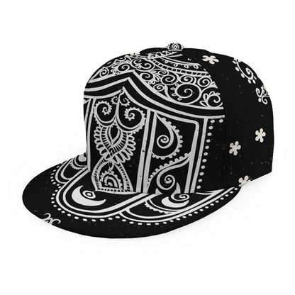 Black And White Hamsa Print Snapback Cap