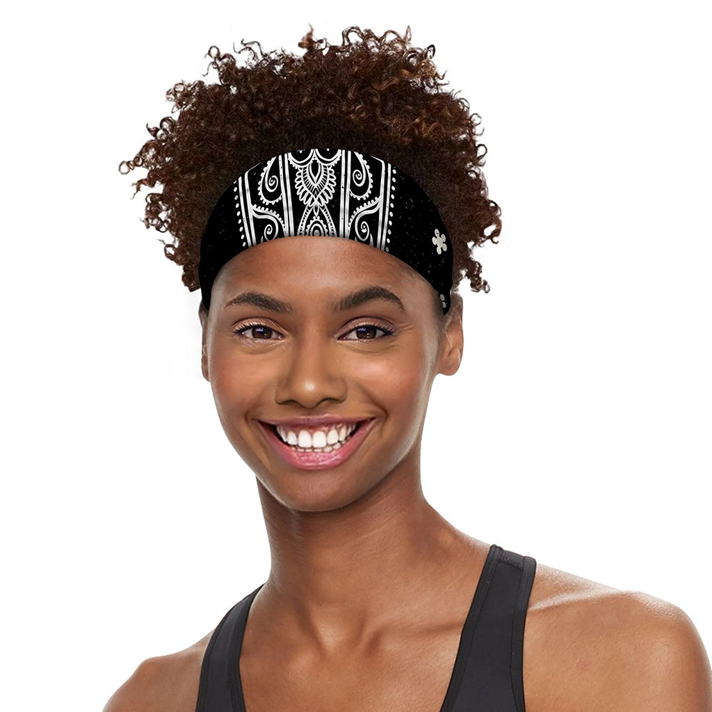 Black And White Hamsa Print Sports Headband