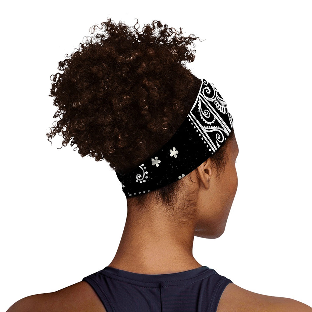 Black And White Hamsa Print Sports Headband
