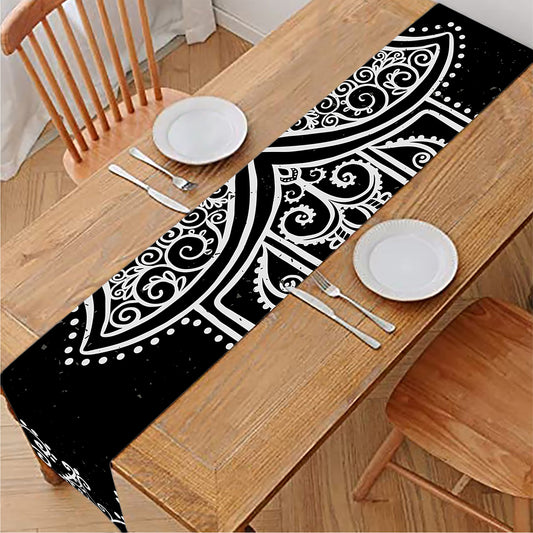 Black And White Hamsa Print Table Runner