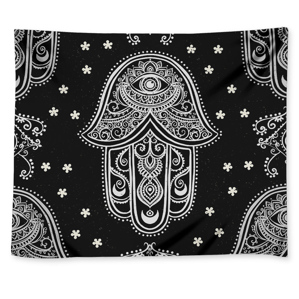 Black And White Hamsa Print Tapestry