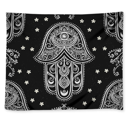 Black And White Hamsa Print Tapestry