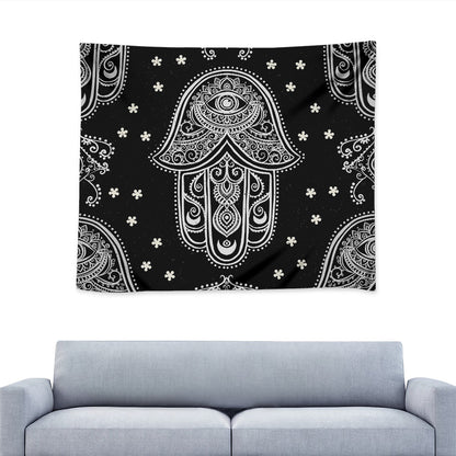Black And White Hamsa Print Tapestry