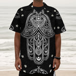 Black And White Hamsa Print Textured Short Sleeve Shirt