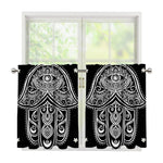 Black And White Hamsa Print Tier Curtains