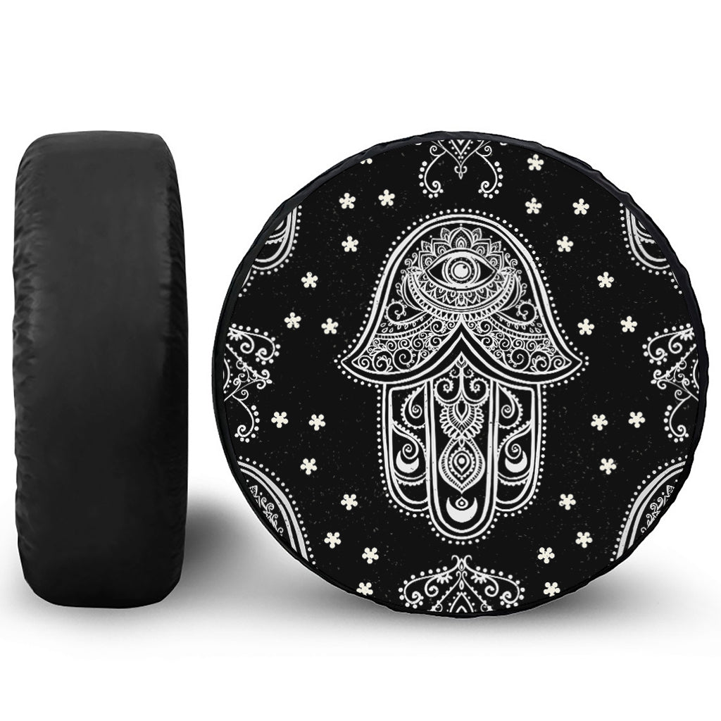 Black And White Hamsa Print Tire Cover