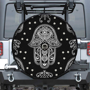 Black And White Hamsa Print Tire Cover With Camera Hole