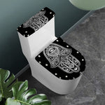 Black And White Hamsa Print Toilet Lid And Tank Cover Set