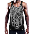 Black And White Hamsa Print Men's Workout Tank Top