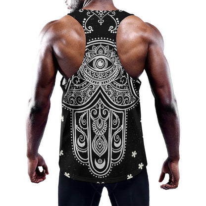 Black And White Hamsa Print Training Tank Top