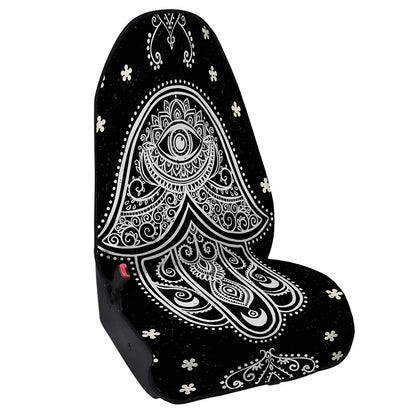 Black And White Hamsa Print Waterproof Car Seat Cover