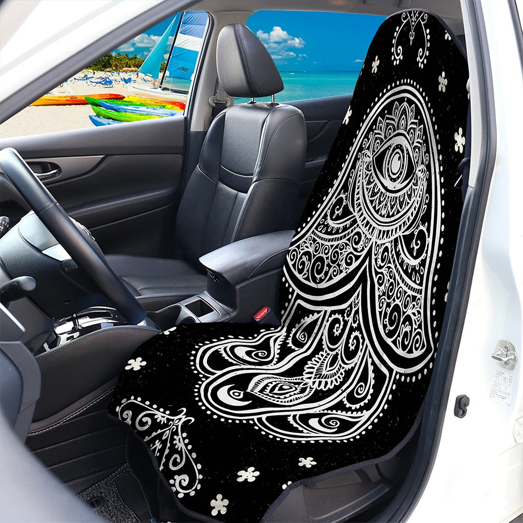 Black And White Hamsa Print Waterproof Car Seat Cover