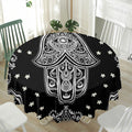 Black And White Hamsa Print Waterproof Round Tablecloth