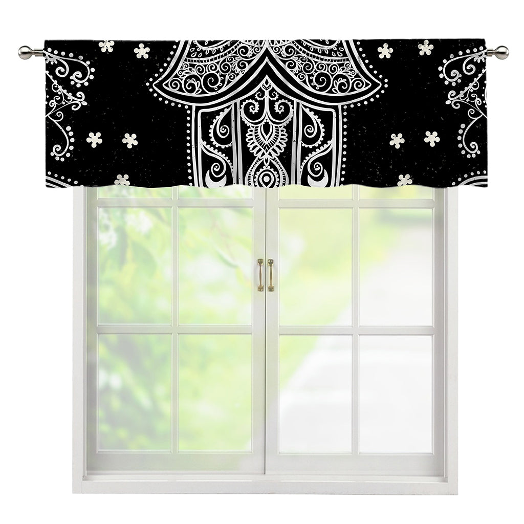 Black And White Hamsa Print Window Valance