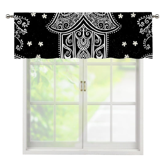Black And White Hamsa Print Window Valance