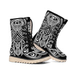 Black And White Hamsa Print Winter Boots