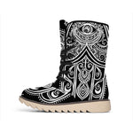 Black And White Hamsa Print Winter Boots