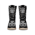 Black And White Hamsa Print Winter Boots