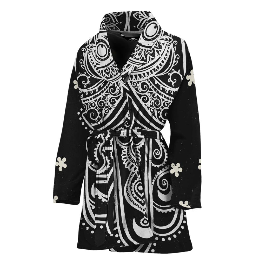 Black And White Hamsa Print Women's Bathrobe