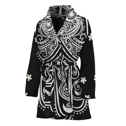 Black And White Hamsa Print Women's Bathrobe