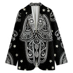 Black And White Hamsa Print Women's Blazer