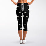 Black And White Hamsa Print Women's Capri Leggings