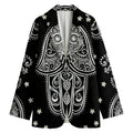 Black And White Hamsa Print Women's Cotton Blazer