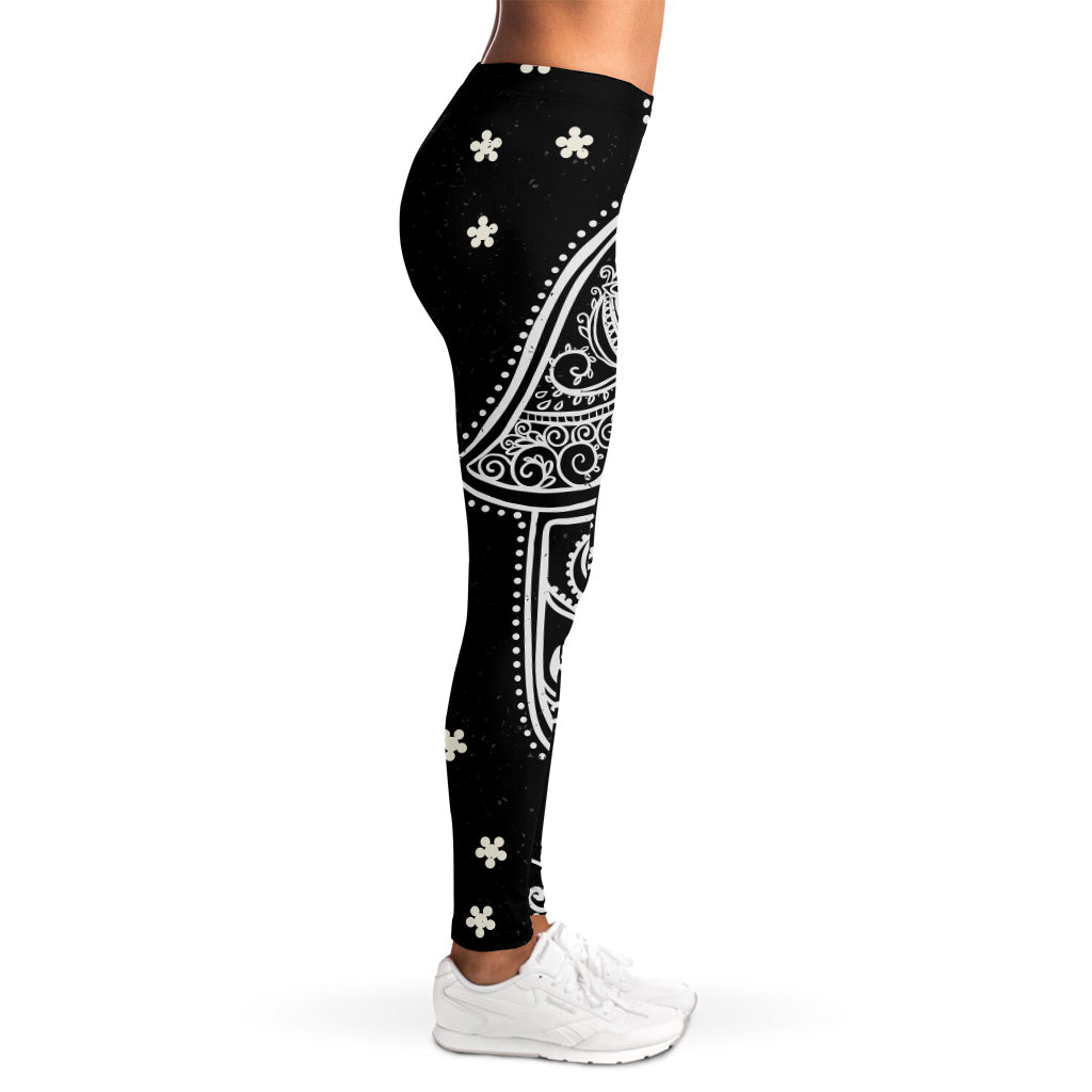 Black And White Hamsa Print Women's Leggings