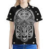 Black And White Hamsa Print Women's Polo Shirt