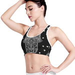 Black And White Hamsa Print Women's Sports Bra