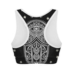 Black And White Hamsa Print Women's Sports Bra