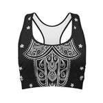 Black And White Hamsa Print Women's Sports Bra