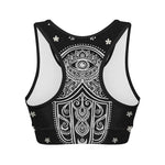 Black And White Hamsa Print Women's Sports Bra