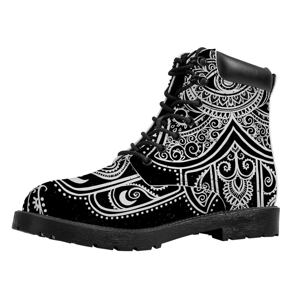 Black And White Hamsa Print Work Boots
