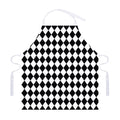 Black And White Harlequin Pattern Print Adjustable Apron