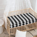 Black And White Harlequin Pattern Print Baby Crib Sheet