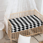 Black And White Harlequin Pattern Print Baby Crib Sheet