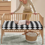 Black And White Harlequin Pattern Print Baby Crib Sheet