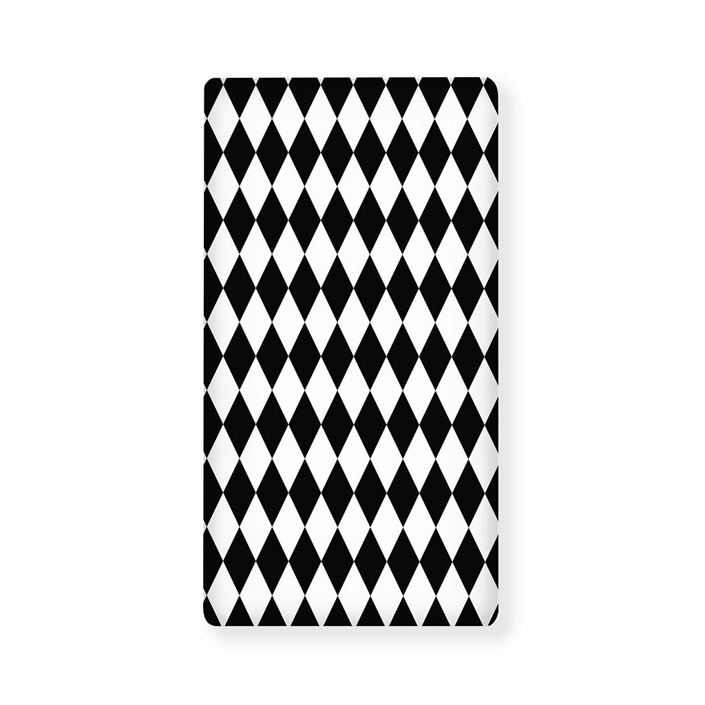 Black And White Harlequin Pattern Print Baby Crib Sheet